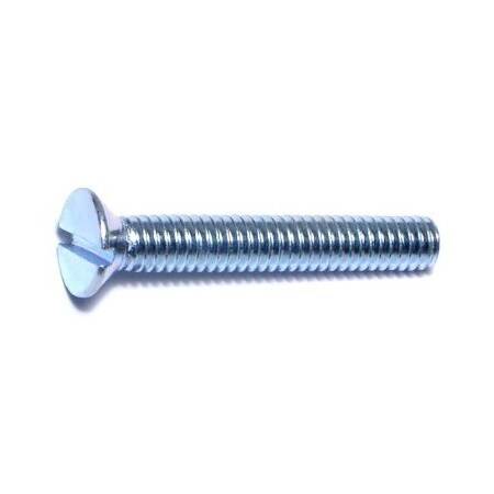 #12-24 x 1-1/2 in Slotted Flat Machine Screw, Zinc Plated Steel, 20 PK